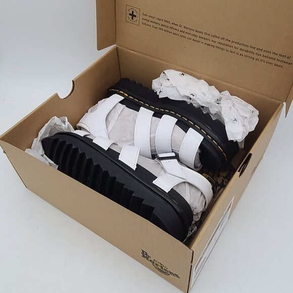 Dr Martens Blaire Quad Women's Strap Sandals White Hydro Leather Size 8 New - Picture 2 of 10